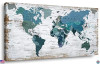 TEAL DECOR TEAL WORLD MAP CANVAS WALL ART 20"X40" - WHITE BLUE GREEN