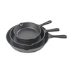 COMMERCIAL CHEF 3-PIECE CAST IRON SKILLET SET - PRE-SEASONED CAST IRON COOKWARE
