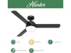 HUNTER FAN 52 INCH INDOOR CEILING FAN WITH LIGHT AND REMOTE - MATTE BLACK