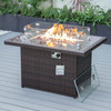 LEISUREMOD WICKER 55,000 BTU FIRE PIT TABLE WITH REMOVABLE LID - DARK BROWN