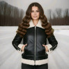 KARL LAGERFELD PARIS FAUX SHEARLING BOMBER JACKET - SIZE: WOMEN XL - BLACK/CREAM New