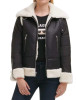 KARL LAGERFELD PARIS FAUX SHEARLING BOMBER JACKET - SIZE: WOMEN XL - BLACK/CREAM New