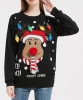 GOPACA WOMEN'S CHRISTMAS SWEATER REINDEER SANTA FAIR - SIZE: M - BLACK