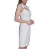 HALSTON WOMEN'S SLEEVELESS OPEN NECKLINE SCUBA DRESS SIZE: WOMEN 4 - CREAM New