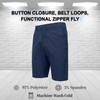 JUMP START MEN’S 6-POCKET ALL MOTION STRETCH UTILITY SHORTS SIZE: MEN 32 - NAVY New