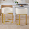 LUE BONA 27" H COUNTER HEIGHT BAR STOOLS SET OF 2 MODERN BARREL COUNTER STOLS