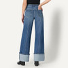 AMAZON ESSENTIALS HIGH-RISE WIDE LEG CUFFED JEAN-WOMEN 12-MEDIUM BLUE VINTAGE New