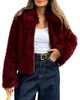 BTFBM Faux Fur Jacket Women Fluffy Winter Cropped Coats Zip Up Fuzzy Jackets