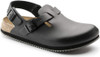 BIRKENSTOCK TOKIO SUPER GRIP SANDALS - SIZE: MEN 7 WOMEN 9 - BLACK LEATHER
