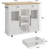 GARVEE KITCHEN ISLAND CART ON WHEELS FOLDABLE TABLE 2 -TIER - WHITE