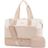 LOVEVOOK TRAVEL DUFFLE WEEKENDER SHOE COMPARTMENT 40L 2PCS LIGHT TAN/NAVY
