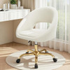 BESTERA Vanity Chair with Wheels, Comfy Home Office Desk Chairs Modern Velvet