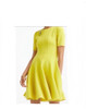 OSCAR DE LA RENTA SHORT SLEEVE FLARED PANEL DRESS CREPE SIZE 4 - LEMON YELLOW