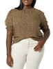 AMAZON ESSENTIALS WOMENS FLUID TWILL SHORT PUFF SLEEVE SMOCK CHEETAH LARGE New