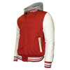 GALAXY BY HARVIC FORMAKER HOODED VARSITY JACKET DETACHABLE HOOD XL - RED/WHITE