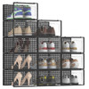 FKPRORJV 12 Pack Large Shoe Storage Box Organizer Closet, Plastic - Black/Clear