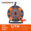 LINK2HOME CORD REEL 60FT EXTENSION CORD 4 POWER OUTLETS - ORANGE/BLACK