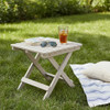 SHINE COMPANY SQUARE WOODEN FOLDING SOLID WOOD SIDE TABLE, OUTDOOR - GRAYSTONE
