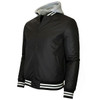 FORMAKER MEN'S HOODED VARSITY JACKET W/ DETACHABLE HOOD - SIZE 2XL - BLACK BLACK