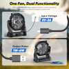 MATULSA Camping Fan Rechargeable - USB Outdoor Portable Fans 10-Inch - BLACK New