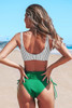 CUPSHE STRIPE BIKINI WITH GREEN CINCHED BOTTOM - SIZE: WOMEN XL - MULTI New