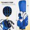 UNIHIMAL GOLF CART BAG, 15 WAY ORGANIZER DIVIDER TOP WITH HANDLES - BLUE/WHITE