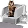 HENKELION STAINLESS STEEL CAT LITTER BOX WITH LID, 20" L X 14.2" W X 11.8" H