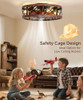 AQUBT 19'' CAGED CEILING FANS LIGHTS REMOTE FANDELIER CEILING FAN - BROWN/BLACK