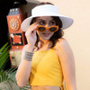 SIMPLICITY WOMEN'S SUMMER FOLDABLE WIDE BRIM BEACH HATS STRAW - WHITE