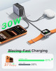 CEDBORR HERRBOLAI 30W 3 in 1 RETRACTABLE WALL CHARGER FAST CHARGING CABLES