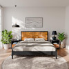 Bme Madia King Size Bed Frame and Headboard - BLACK & TEAK BROWN New