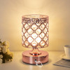 TOBUSA Crystal Cordless Rechargeable 6000mAh Table Lamp Bedside - Rose Gold