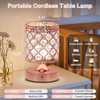 TOBUSA Crystal Cordless Rechargeable 6000mAh Table Lamp Bedside - Rose Gold
