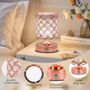 TOBUSA Crystal Cordless Rechargeable 6000mAh Table Lamp Bedside - Rose Gold
