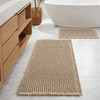 Furicher Large Waffle Bath Mat Set, 20"×47" & 16"×24", Washable, Brown New