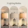 ROTTOGOON 27.5” Tall Farmhouse Table Lamp C + USB A Charge Ports - Black