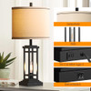 ROTTOGOON 27.5” Tall Farmhouse Table Lamp C + USB A Charge Ports - Black