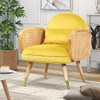 BUUHOME AMCHAIR RATTAN ARMREST METAL LEGS MID CENTURY MODERN XL - YELLOW