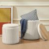 CHILIHOM ROUND OTTOMAN STORAGE SET OF 2 UPHOLSTERED VELVET, HK01001WH1 - White