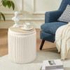 CHILIHOM ROUND OTTOMAN STORAGE SET OF 2 UPHOLSTERED VELVET, HK01001WH1 - White