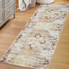 Superior Vintage Medallion Washable Runner Rug Cotton Backing, 2' 7" x 8',Cream