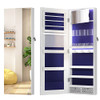 VLSRKA 3 LED LIGHTS JEWELRY CABINET FULL-LENGTH MIRROR - WHITE/DARK BLUE