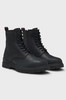 HUGO LEATHER HALF BOOTS WITH EMBOSSED LOGO - SIZE: MEN 11 - BLACK