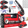 RLSOO MINI CHAINSAW CORDLESS 6 INCH HANDHELD CHAIN SAW MCS-005 - RED BLACK