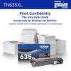 BROTHER GENUINE TN635XLBK HIGH YIELD BLACK TONER CARTRIDGE 1 PACK New