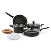 AMAZON BASICS 10 PIECE HARD ANODIZED NON-STICK STACKABLE COOKWARE SET - BLACK
