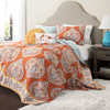 Lush Decor Harley Reversible Quilt Queen Size 5 Piece Set Full/Queen - Orange New