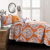Lush Decor Harley Reversible Quilt Queen Size 5 Piece Set Full/Queen - Orange New