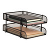 MIND READER STACKABLE PAPER TRAY DESKTOP ORGANIZER FILE STORAGE 2 PCS - BLACK