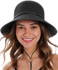SIMPLICITY NETTED HAT, LEATHER STRAP - BLACK
